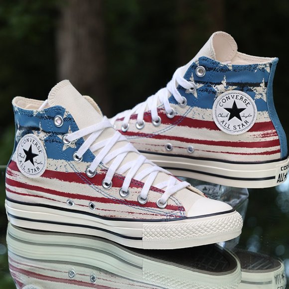 Converse Chuck Taylor All-Star Hi USA Flag Men’s Size 6.5 - Picture 4 of 13